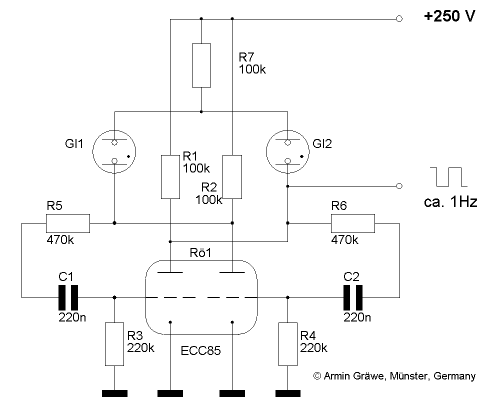 [Schaltbild des Astabilen Multivibrators]